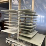 Cabinet doors drying in our shop