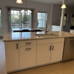 Refinished kitchen island - Sherwin Williams Snowbound White